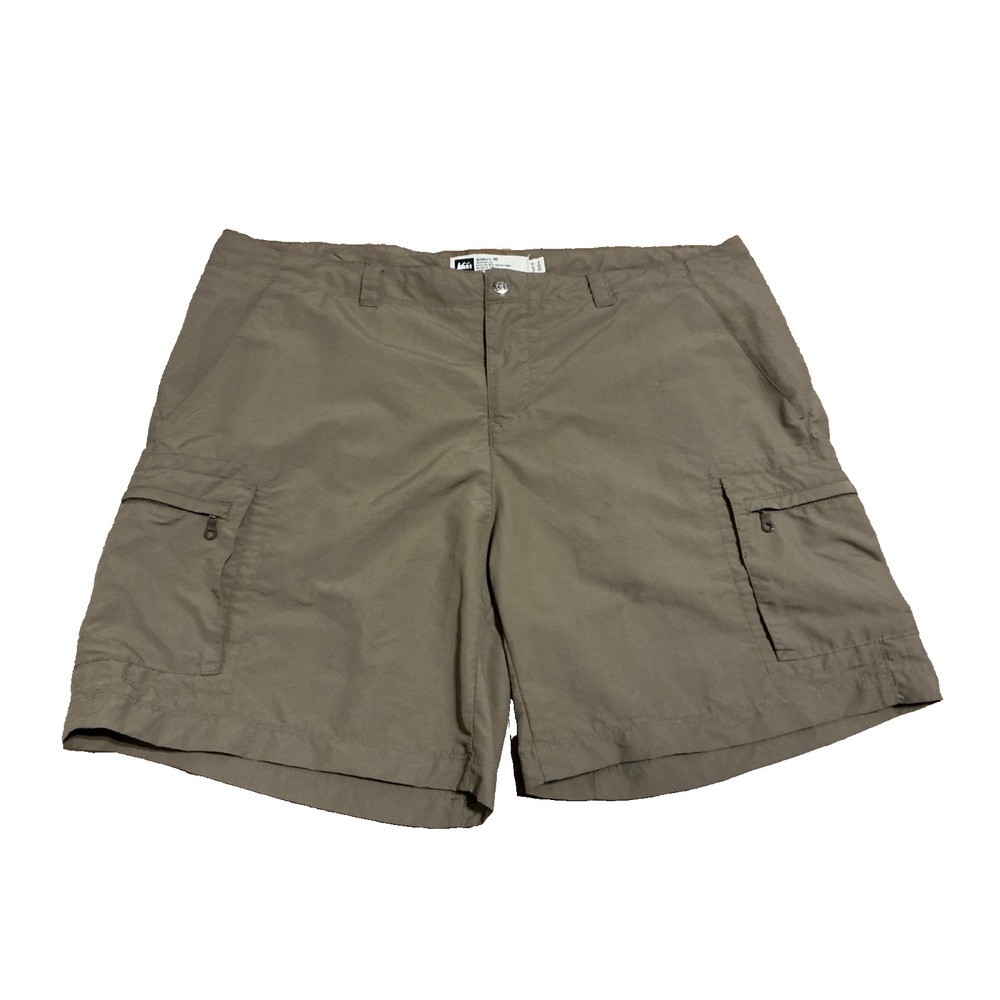 REI Womens Tan Hiking Cargo Shorts UPF 50+ Nylon Khaki Size 16